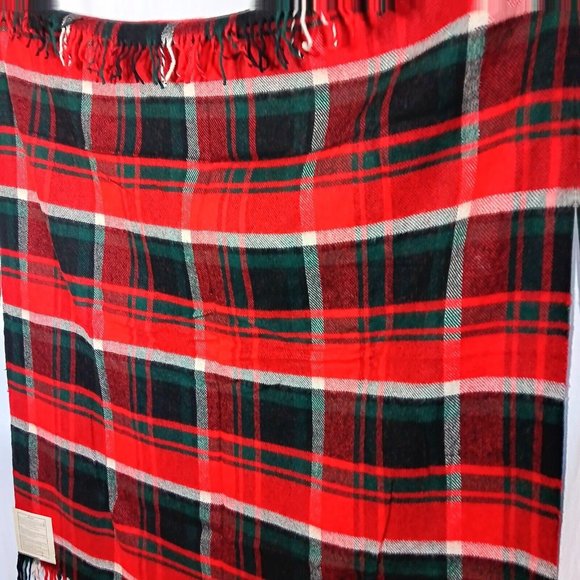 Troy Leisure Blanket Wool Blend Red Plaid Fringe NOS USA Made No 2 1/2 B 3517 - Picture 14 of 16